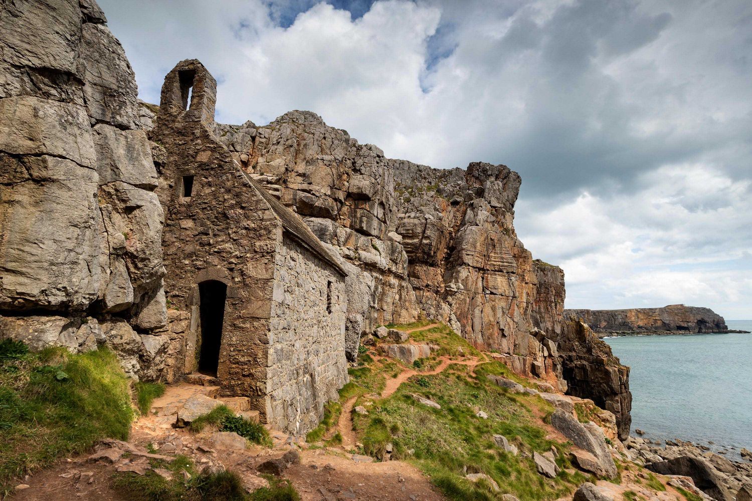 St Govan's Chapel at St Govan's Head on the Pembrokeshire Coast Path