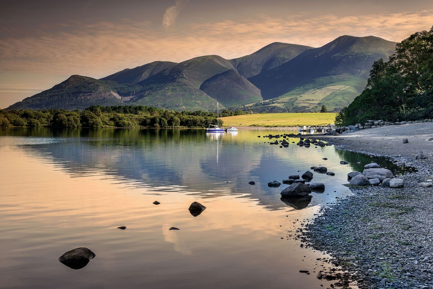 Sunrise over Skiddaw taken from the shoreline of Derwentwater