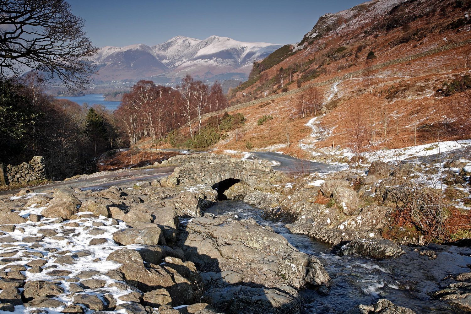 Melting snow at Ashness Bridge near Derwentwater