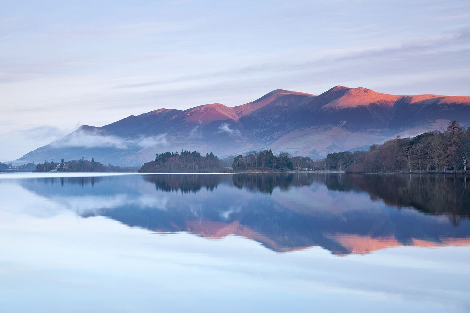 Skiddaw in early morning light from Ashness Gate in Borrowdale.